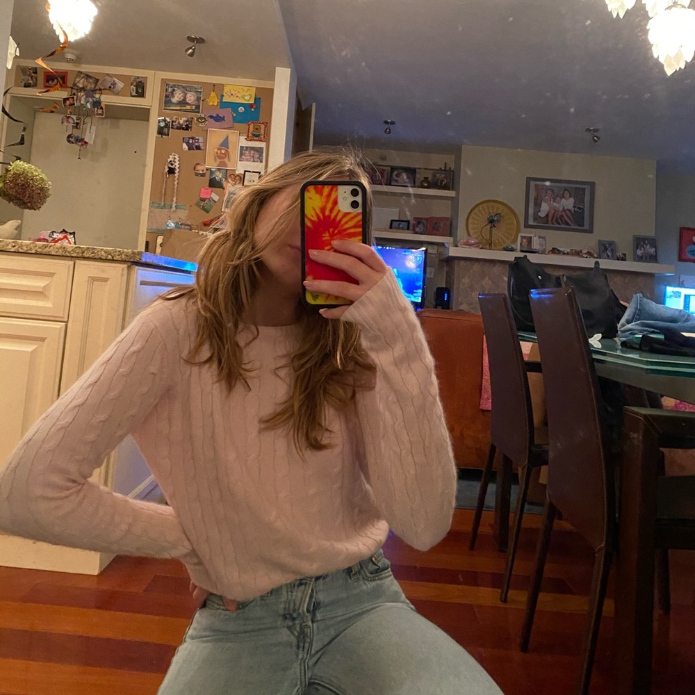 Pink Cable Knit Brandy Sweater